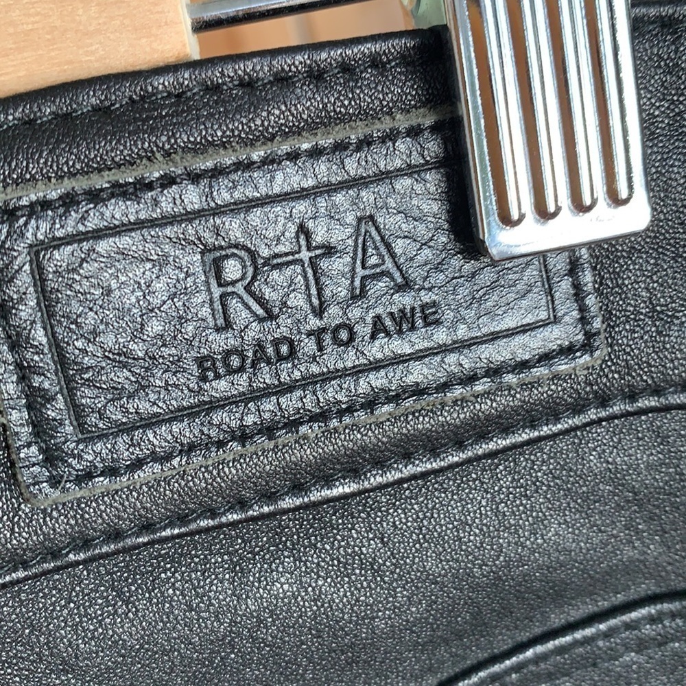 RtA Lambskin Leather Black Destroyed Knee Pants 27 - Picture 13 of 15
